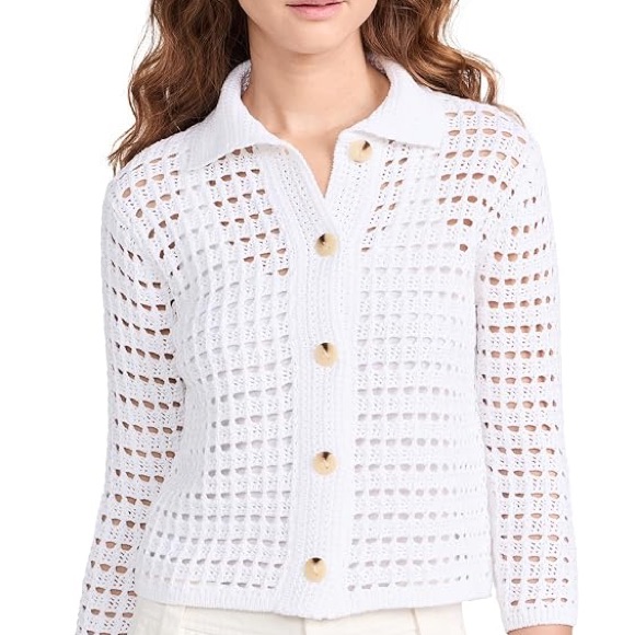 Vince White Block Stitch Cardigan